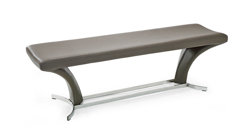 18" Grey Leatherette and Steel Dining Bench