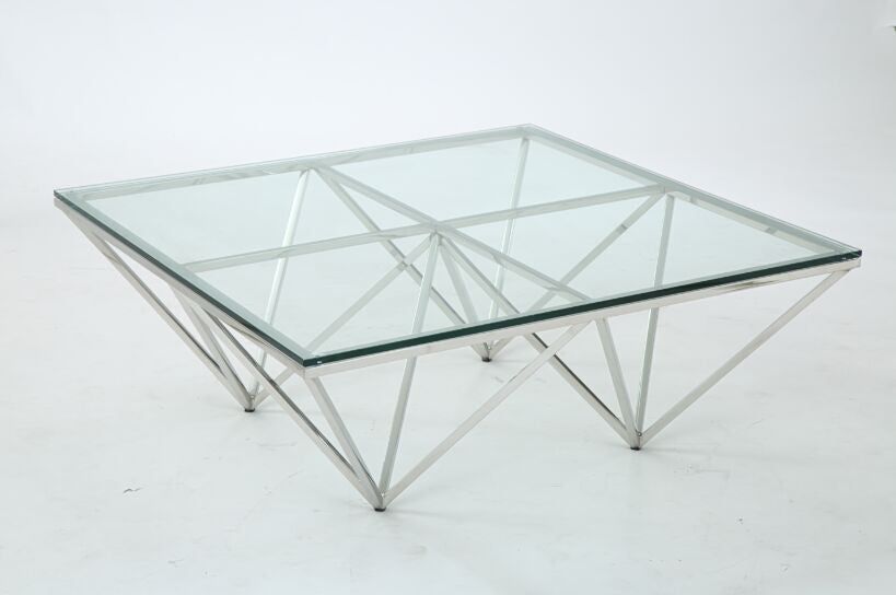15" Glass and Stainless Coffee Table