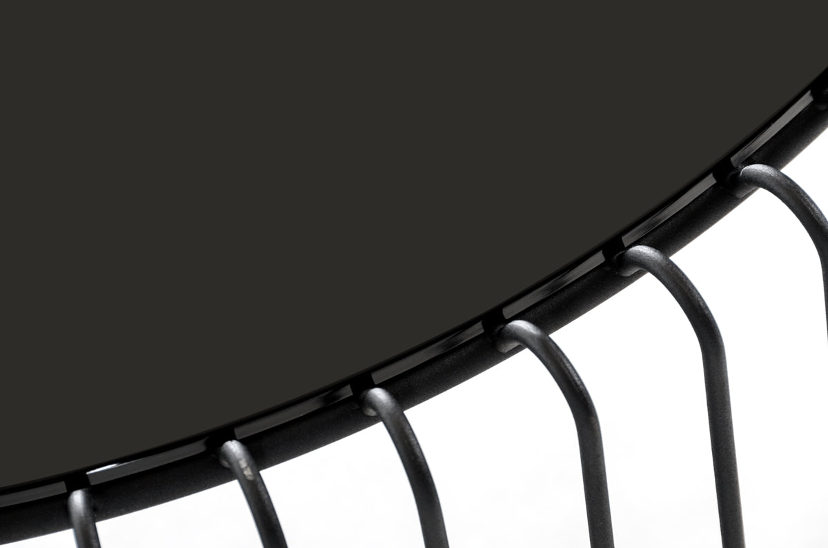 19" Black Metal and Glass Round Coffee Table