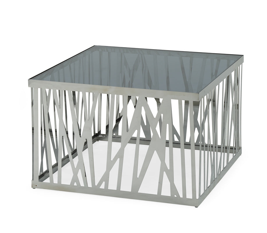 18" Glass and Stainless Steel End Table