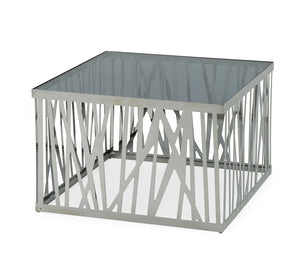 18" Glass and Stainless Steel End Table