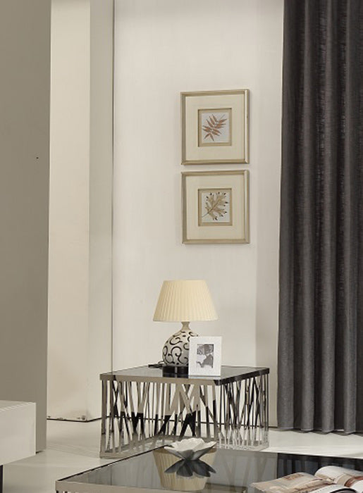 18" Glass and Stainless Steel End Table
