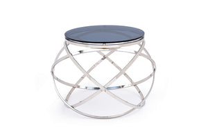 14" Smoked Glass and Stainless Steel End Table