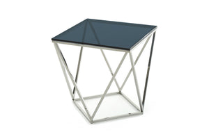 25" Glass and Stainless Steel End Table