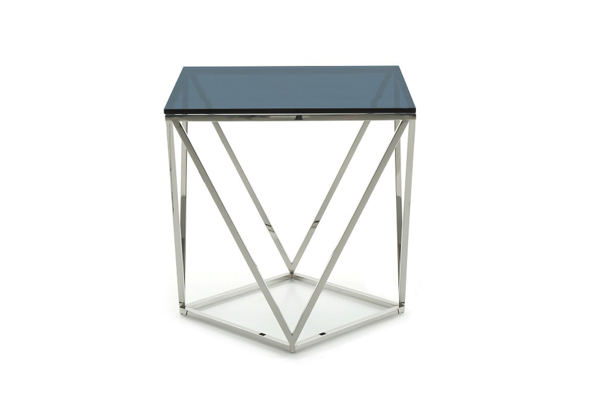 25" Glass and Stainless Steel End Table