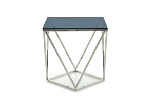 25" Glass and Stainless Steel End Table