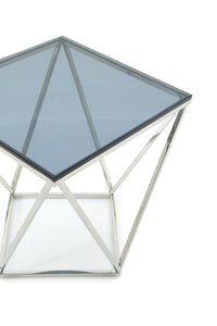 25" Glass and Stainless Steel End Table
