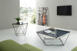 25" Glass and Stainless Steel End Table