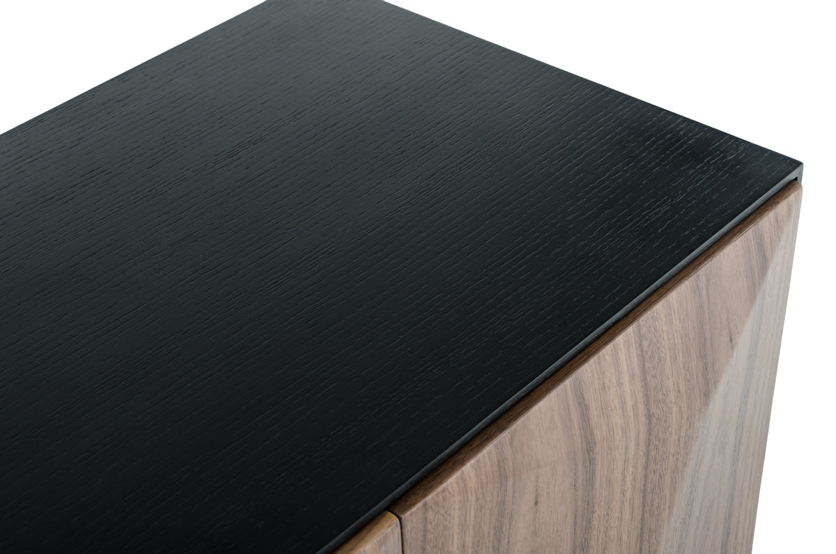 32" Wenge Veneer and Stainless Steel Buffet with Walnut Doors