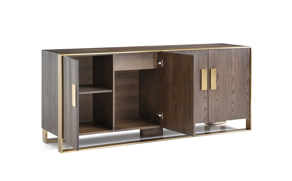 33" Veneer and Antique Brass Buffet