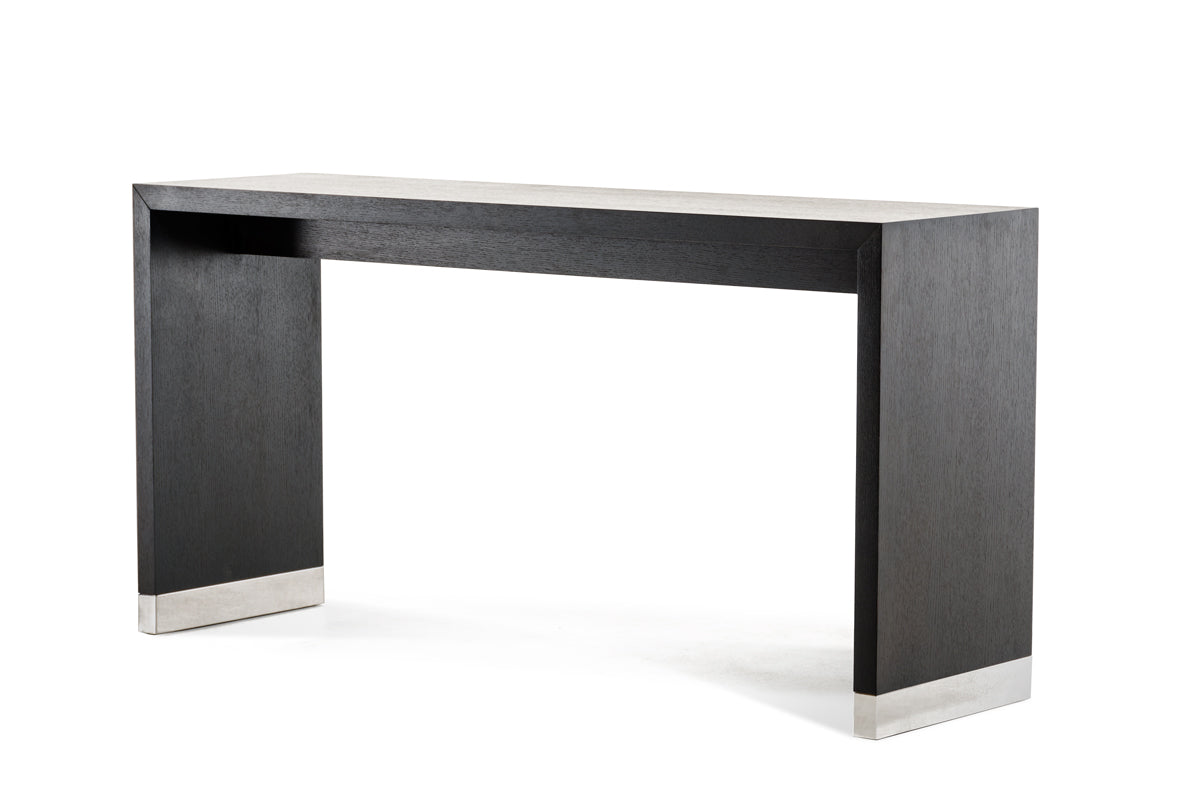 35" Wenge Veneer and Stainless Steel Bar Table