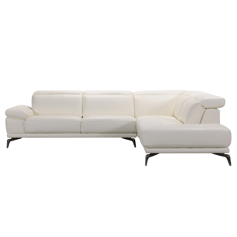 29" White Leather and Wood Sectional Sofa