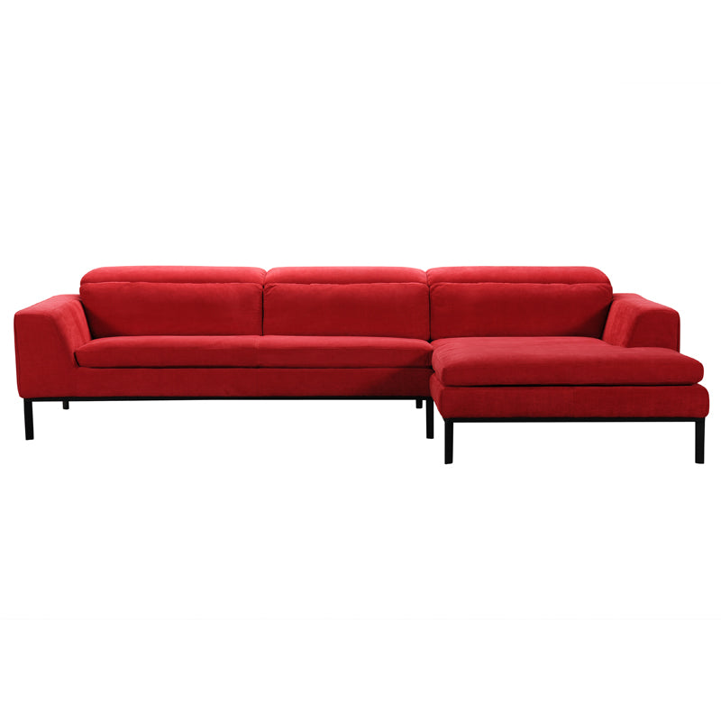 28" Red Fabric and Wood Sectional Sofa