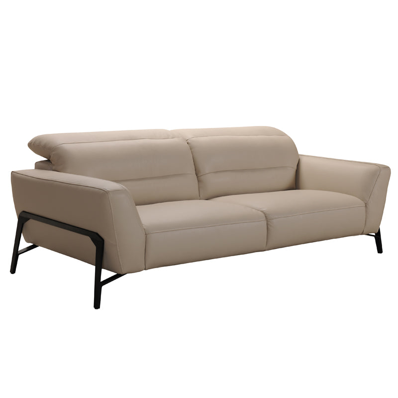 30" Taupe Leather  Iron  and Wood Sofa and Chair Set
