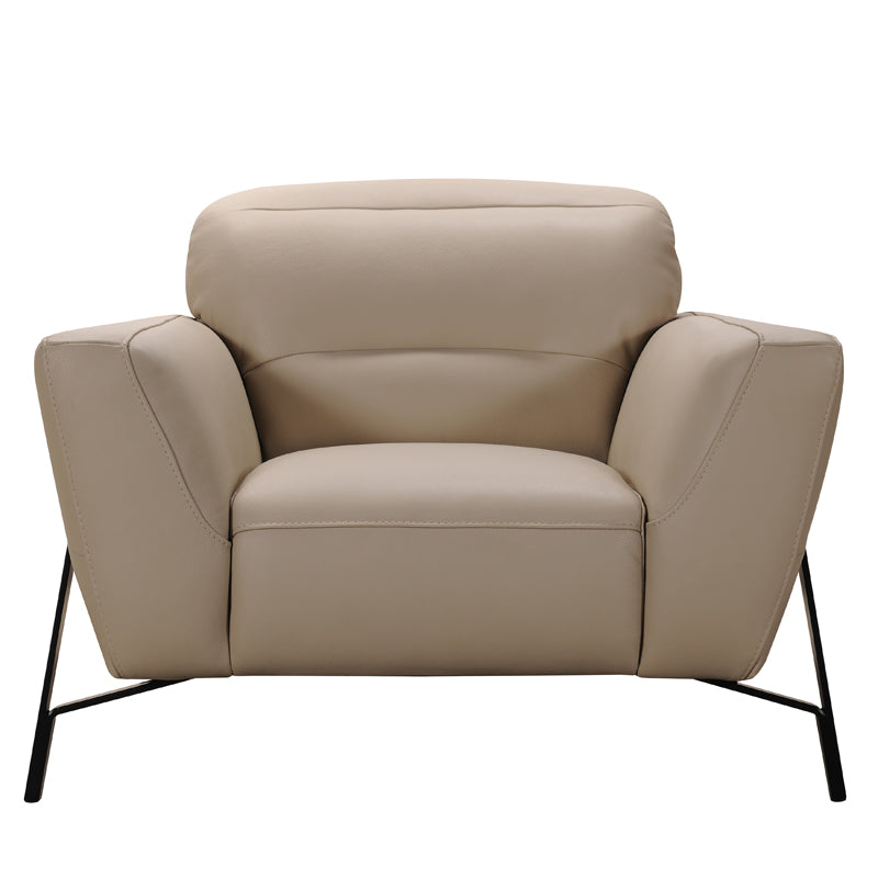 30" Taupe Leather  Iron  and Wood Sofa and Chair Set