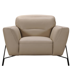 30" Taupe Leather  Iron  and Wood Sofa and Chair Set