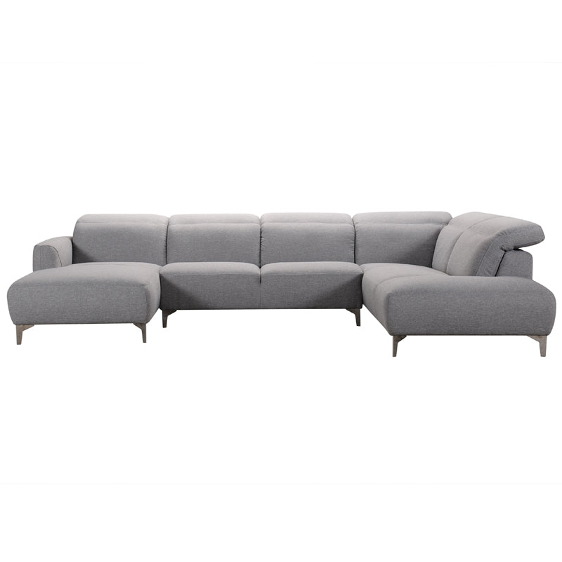 30" Grey Fabric and Iron Sectional Sofa with a Wood Frame