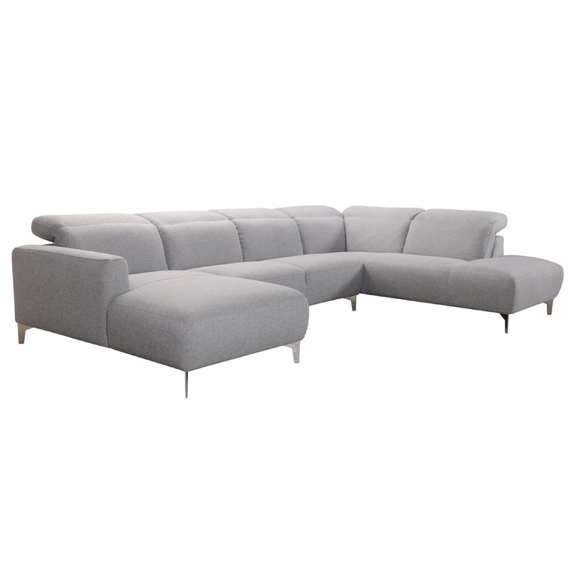 30" Grey Fabric and Iron Sectional Sofa with a Wood Frame