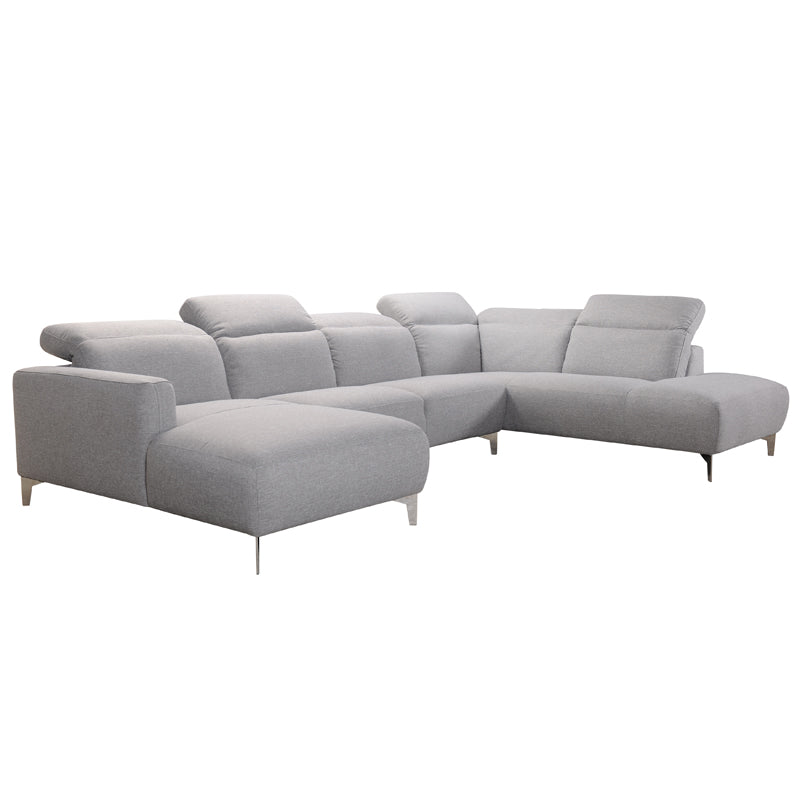 30" Grey Fabric and Iron Sectional Sofa with a Wood Frame