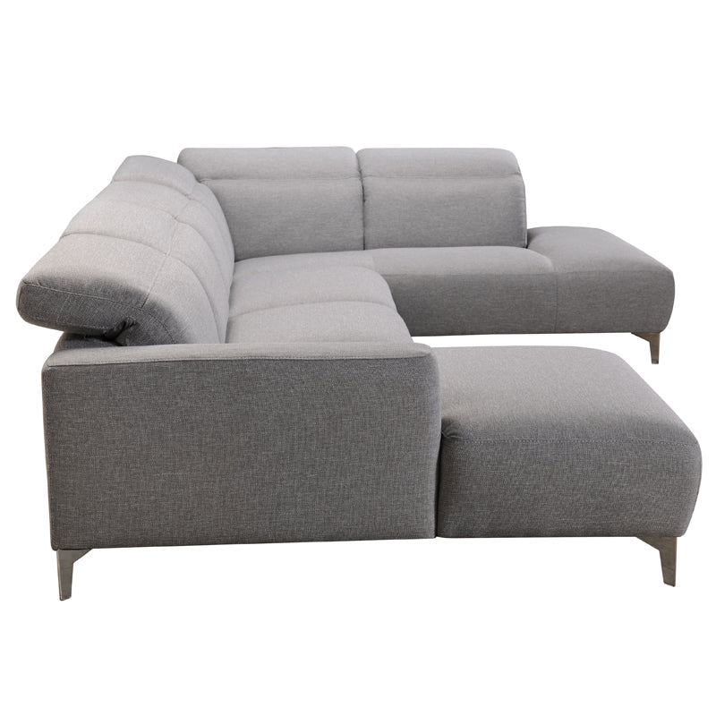 30" Grey Fabric and Iron Sectional Sofa with a Wood Frame