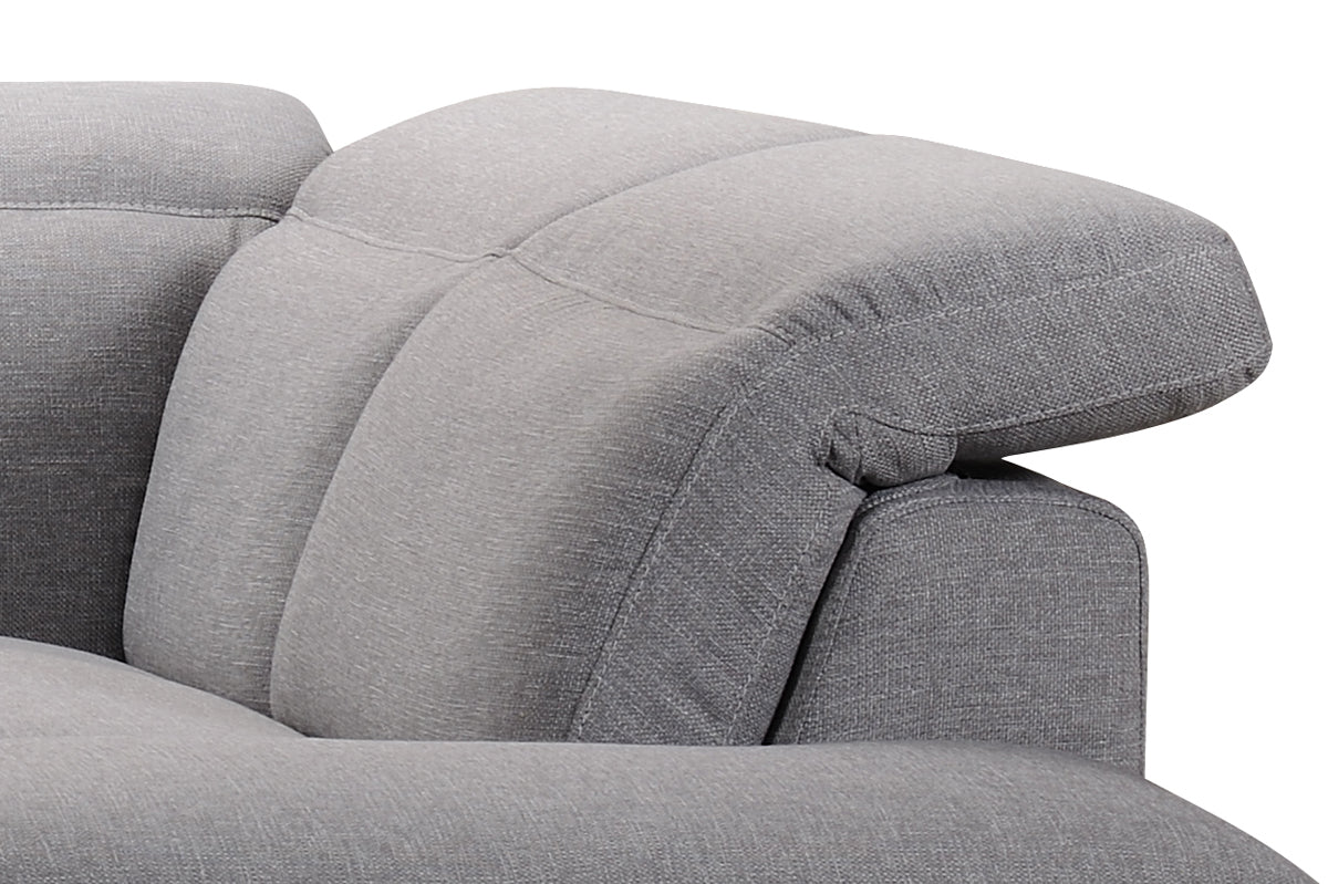 30" Grey Fabric and Iron Sectional Sofa with a Wood Frame