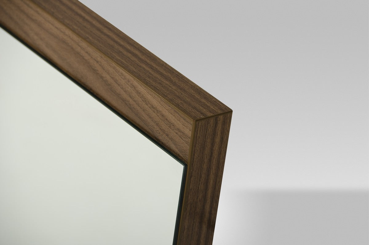 24" Walnut Veneer and Glass Mirror