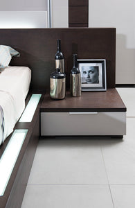 34" Brown Oak Veneer and MDF Queen Bed with Storage