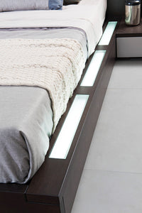 34" Brown Oak Veneer and MDF Queen Bed with Storage