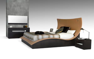 52" Veneer and Leatherette King Bed with Lights