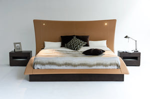 52" Veneer and Leatherette King Bed with Lights