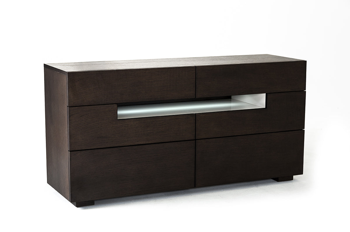 28" Brown Oak and Grey MDF Dresser with Led Lights