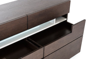 28" Brown Oak and Grey MDF Dresser with Led Lights