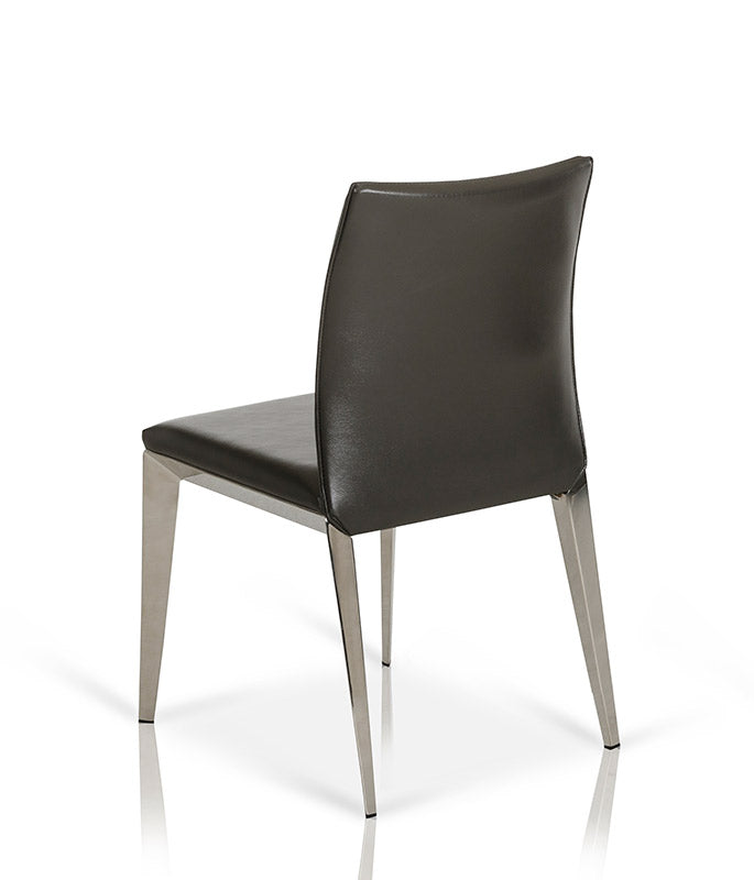 Two 36" Dark Grey Leatherette and Metal Dining Chair
