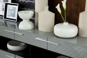 33" Grey High Gloss Glass Buffet