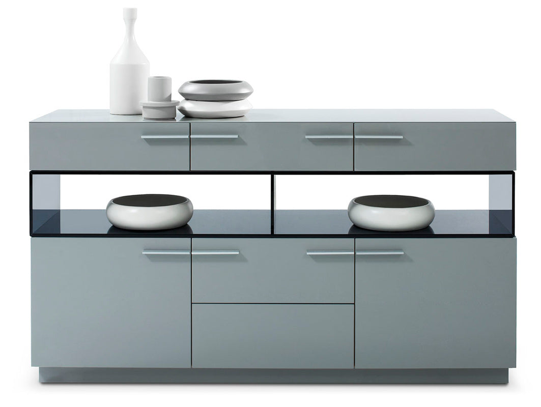 33" Grey High Gloss Glass Buffet