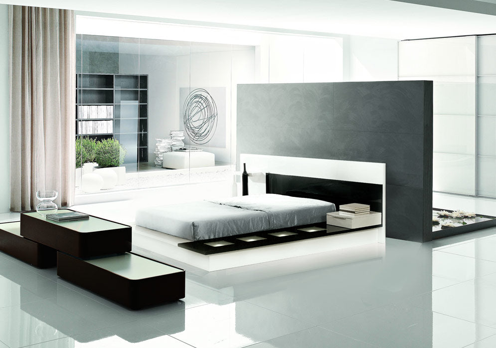 34" Lacquer MDF Platform Queen Bed