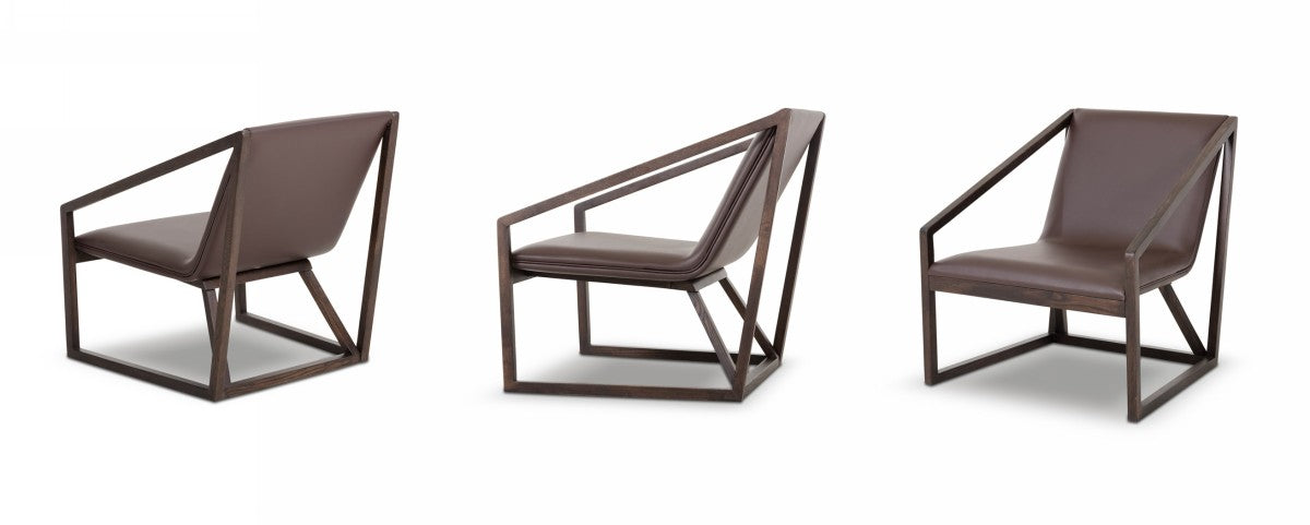 29" Brown Eco-Leather Lounge Chair