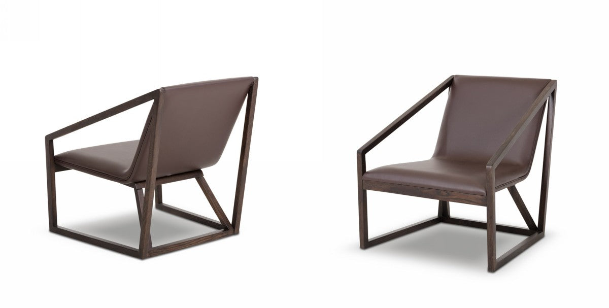 29" Brown Eco-Leather Lounge Chair