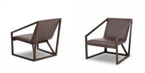 29" Brown Eco-Leather Lounge Chair