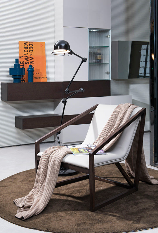 29" Grey Eco-Leather Lounge Chair