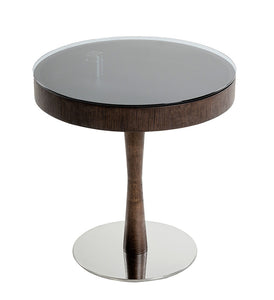 22" Brown Oak Veneer Round End Table