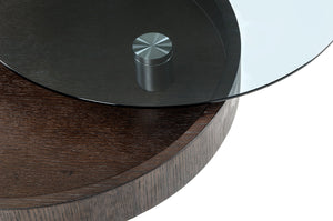 22" Brown Oak Veneer Round End Table