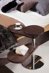 24" Brown Oak Veneer and Stainless Steel End Table