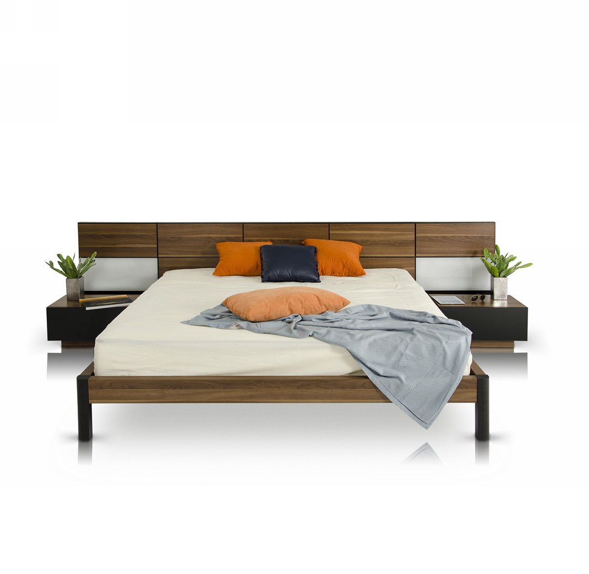 35" Veneer and MDF King Bed with Nightstands