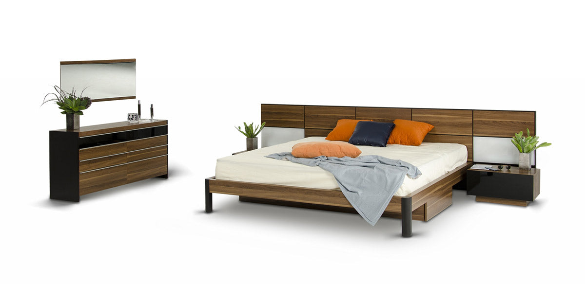 35" Veneer and MDF King Bed with Nightstands