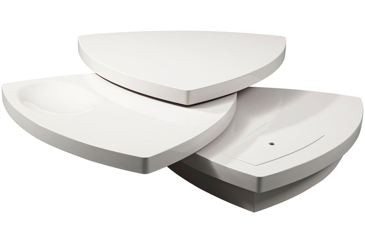 12" White Fiberglass Tiered Coffee Table