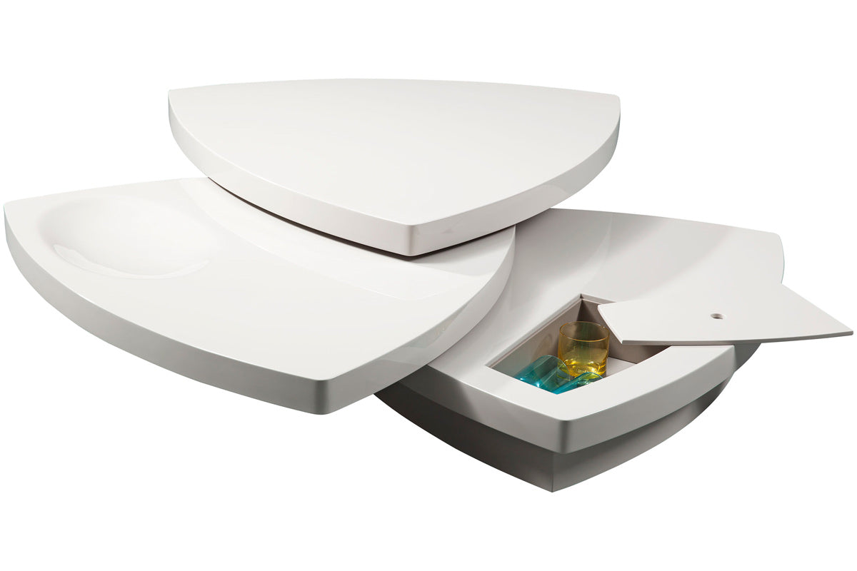 12" White Fiberglass Tiered Coffee Table