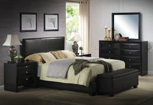86" X 63" X 47" Queen Black Pu Panel Bed