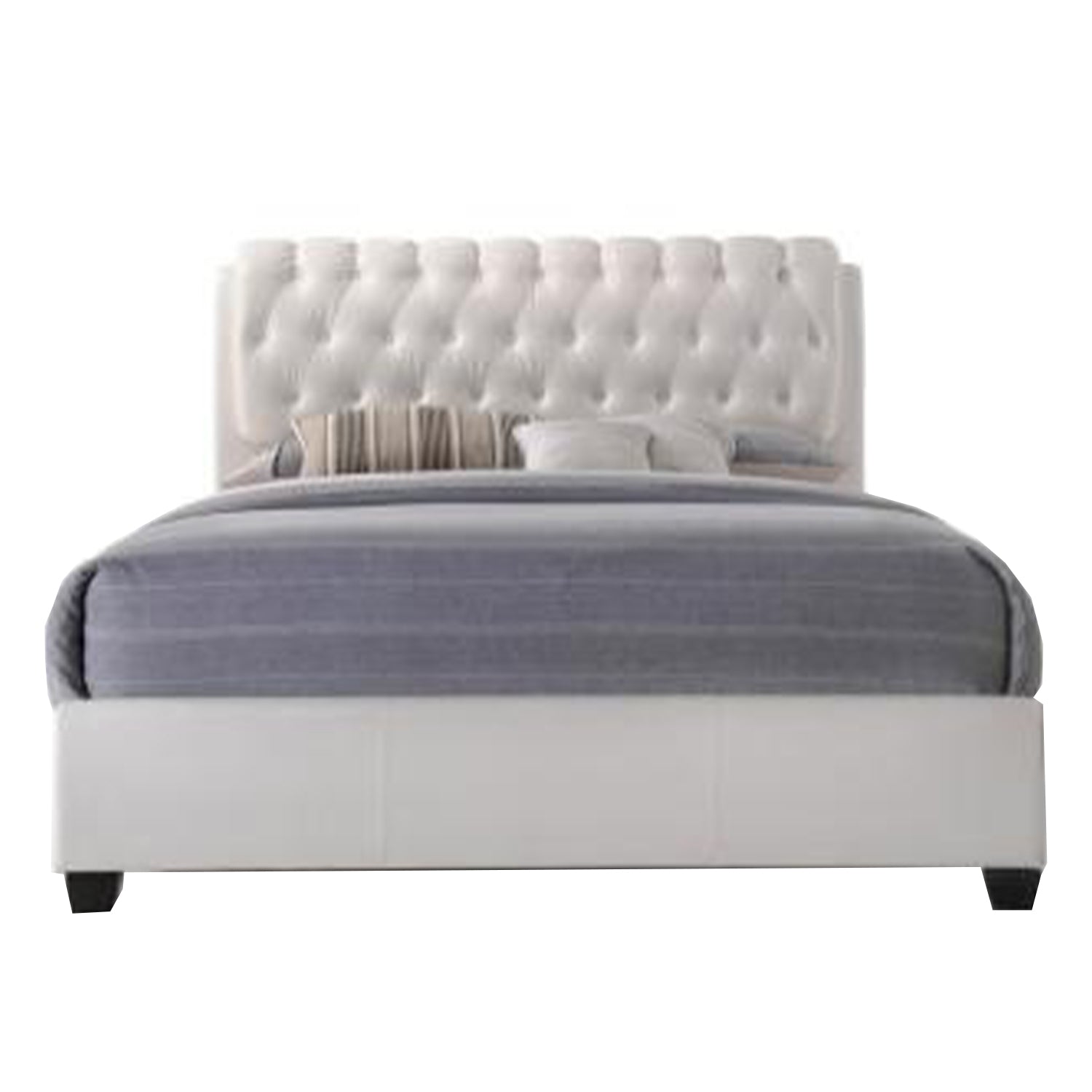 90" X 79" X 49" White Pu Button Tufted King Bed