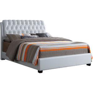 90" X 79" X 49" White Pu Button Tufted King Bed